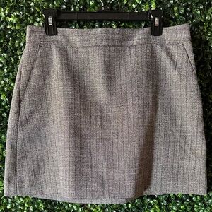 Grey and Gold Stitch Tweed High Waist Mini Skirt